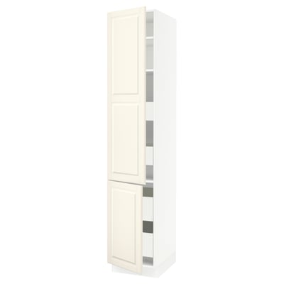 SEKTION / MAXIMERA High cb w 2 doors/shelves/4 drawers, white/Bodbyn off-white, 18x24x90 "