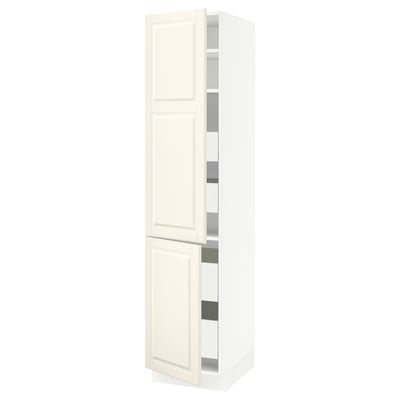 SEKTION / MAXIMERA High cb w 2 doors/shelves/4 drawers, white/Bodbyn off-white, 18x24x80 "