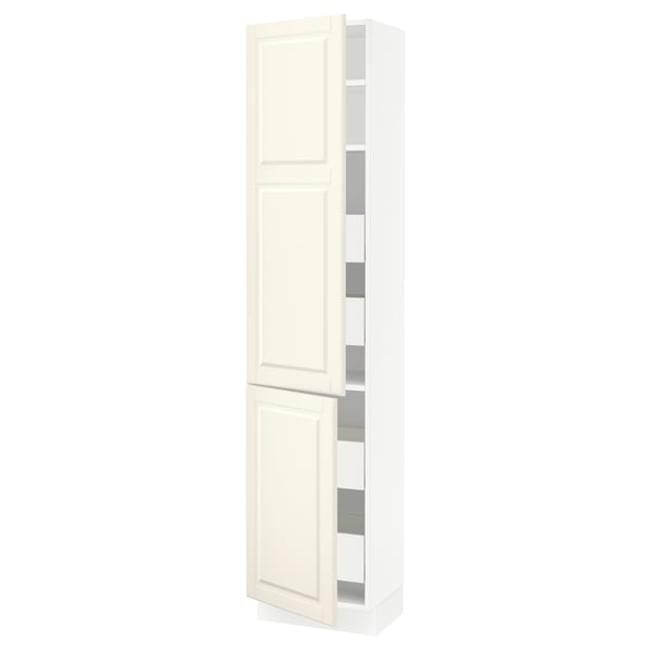 SEKTION / MAXIMERA High cb w 2 doors/shelves/4 drawers, white/Bodbyn off-white, 18x15x80 "