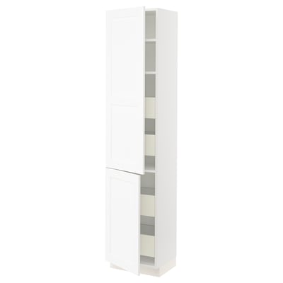 SEKTION / MAXIMERA High cb w 2 doors/shelves/4 drawers, white Enköping/white wood effect, 18x15x80 "