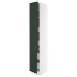 SEKTION / MAXIMERA High cb w 2 doors/shelves/4 drawers, white/Havstorp deep green, 15x24x90 "