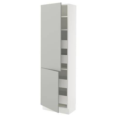 SEKTION / MAXIMERA High cb w 2 doors/shelves/4 drawers, white/Havstorp light gray, 24x15x80 "