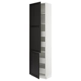 SEKTION / MAXIMERA High cb w 2 doors/shelves/4 drawers, white/Lerhyttan black stained, 24x15x90 "