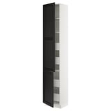 SEKTION / MAXIMERA High cb w 2 doors/shelves/4 drawers, white/Lerhyttan black stained, 18x15x90 "