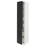 SEKTION / MAXIMERA High cb w 2 doors/shelves/4 drawers, white/Nickebo matt anthracite, 18x24x90 "