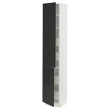 SEKTION / MAXIMERA High cb w 2 doors/shelves/4 drawers, white/Nickebo matt anthracite, 15x15x80 "