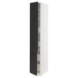 SEKTION / MAXIMERA High cb w 2 doors/shelves/4 drawers, white/Nickebo matt anthracite, 15x24x90 "