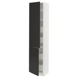 SEKTION / MAXIMERA High cb w 2 doors/shelves/4 drawers, white/Nickebo matt anthracite, 18x15x80 "