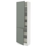 SEKTION / MAXIMERA High cb w 2 doors/shelves/4 drawers, white/Nickebo matt grey-green, 24x15x80 "
