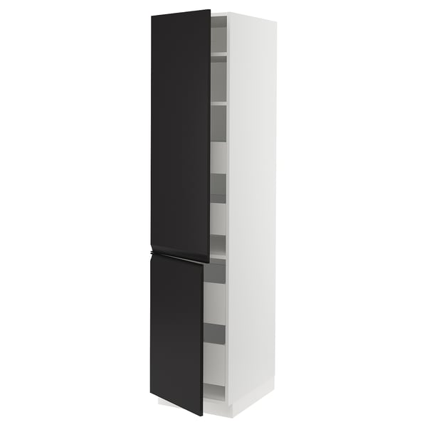 SEKTION / MAXIMERA High cb w 2 doors/shelves/4 drawers, white/Upplöv matt anthracite, 18x24x80 "