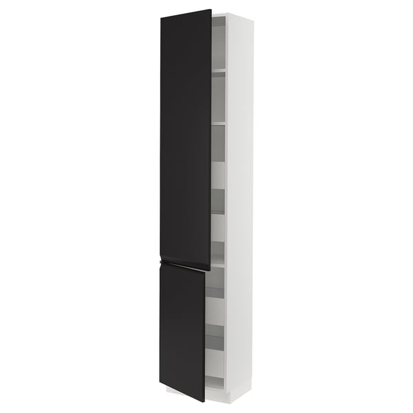 SEKTION / MAXIMERA High cb w 2 doors/shelves/4 drawers, white/Upplöv matt anthracite, 18x15x90 "