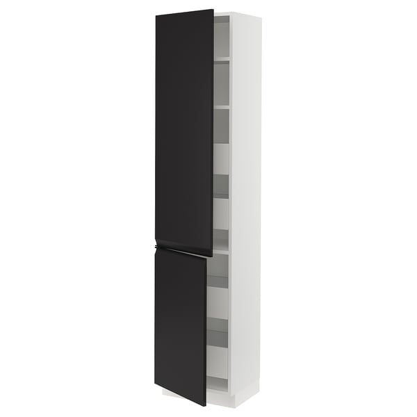 SEKTION / MAXIMERA High cb w 2 doors/shelves/4 drawers, white/Upplöv matt anthracite, 18x15x80 "