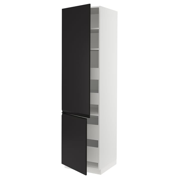 SEKTION / MAXIMERA High cb w 2 doors/shelves/4 drawers, white/Upplöv matt anthracite, 24x24x90 "