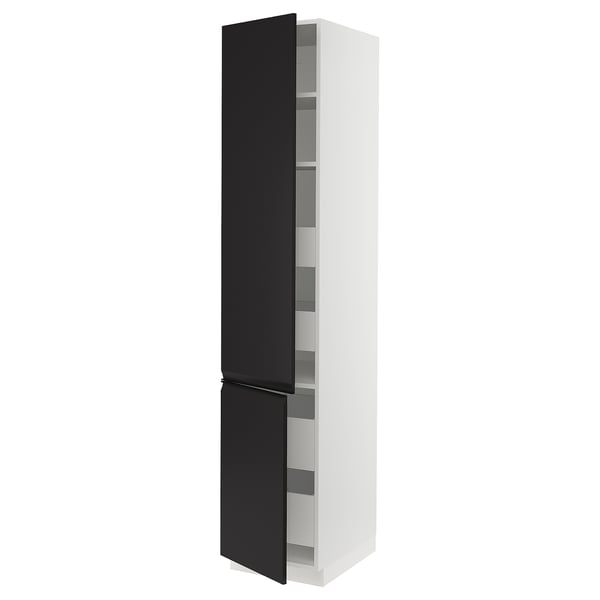 SEKTION / MAXIMERA High cb w 2 doors/shelves/4 drawers, white/Upplöv matt anthracite, 18x24x90 "