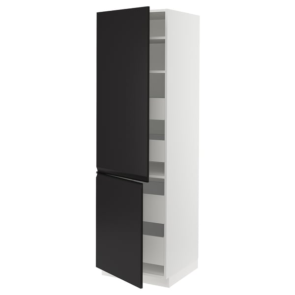 SEKTION / MAXIMERA High cb w 2 doors/shelves/4 drawers, white/Upplöv matt anthracite, 24x24x80 "
