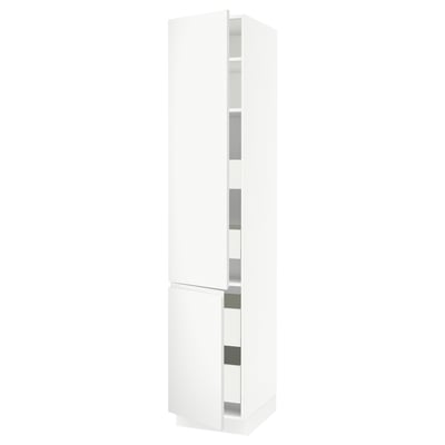 SEKTION / MAXIMERA High cb w 2 doors/shelves/4 drawers, white/Voxtorp matt white, 18x24x90 "