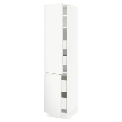 SEKTION / MAXIMERA High cb w 2 doors/shelves/4 drawers, white/Voxtorp matt white, 18x24x80 "