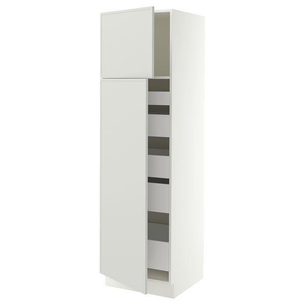 SEKTION / MAXIMERA High cb w 2 doors/shelves/5 drawers, white/Aspudden light gray, 24x24x80 "