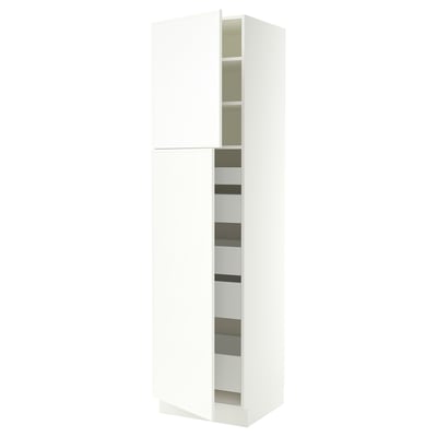 SEKTION / MAXIMERA High cb w 2 doors/shelves/5 drawers, white/Aspudden matt white, 24x24x90 "