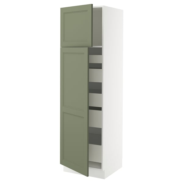 SEKTION / MAXIMERA High cb w 2 doors/shelves/5 drawers, white/Axstad gray-green, 24x24x80 "