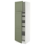 SEKTION / MAXIMERA High cb w 2 doors/shelves/5 drawers, white/Axstad gray-green, 24x24x80 "