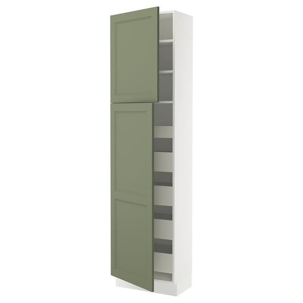 SEKTION / MAXIMERA High cb w 2 doors/shelves/5 drawers, white/Axstad gray-green, 24x15x90 "