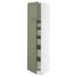 SEKTION / MAXIMERA High cb w 2 doors/shelves/5 drawers, white/Axstad gray-green, 18x24x80 "