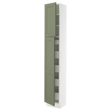 SEKTION / MAXIMERA High cb w 2 doors/shelves/5 drawers, white/Axstad gray-green, 15x15x90 "