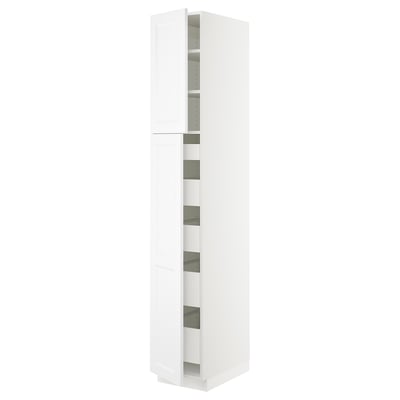 SEKTION / MAXIMERA High cb w 2 doors/shelves/5 drawers, white/Axstad matt white, 15x24x90 "