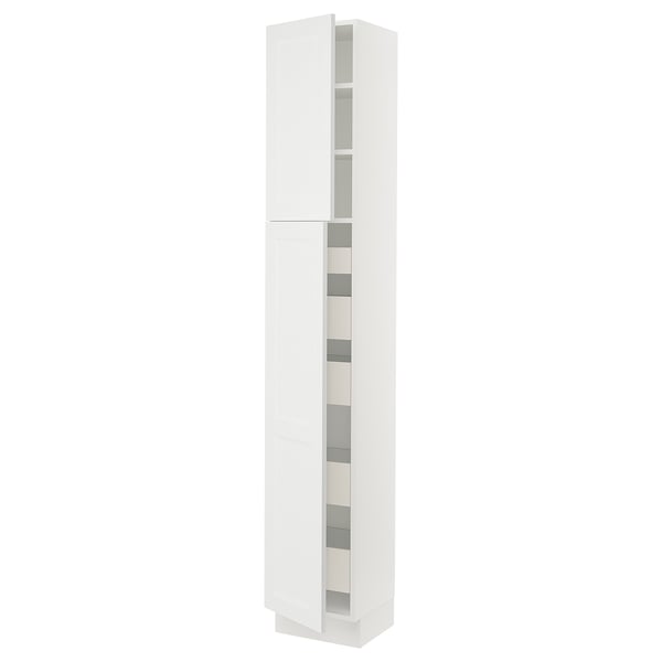 SEKTION / MAXIMERA High cb w 2 doors/shelves/5 drawers, white/Axstad matt white, 15x15x90 "