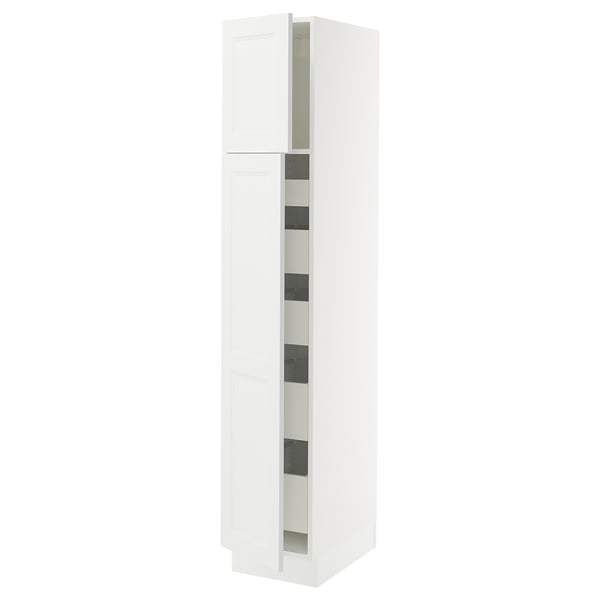 SEKTION / MAXIMERA High cb w 2 doors/shelves/5 drawers, white/Axstad matt white, 15x24x80 "