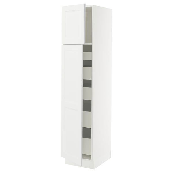 SEKTION / MAXIMERA High cb w 2 doors/shelves/5 drawers, white/Axstad matt white, 18x24x80 "