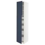 SEKTION / MAXIMERA High cb w 2 doors/shelves/5 drawers, white Axstad/matte blue, 18x24x90 "