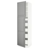 SEKTION / MAXIMERA High cb w 2 doors/shelves/5 drawers, white/Bodbyn gray, 24x24x90 "