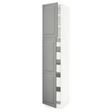 SEKTION / MAXIMERA High cb w 2 doors/shelves/5 drawers, white/Bodbyn gray, 18x24x90 "