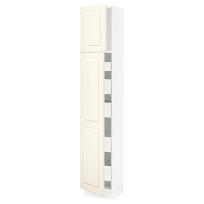 SEKTION / MAXIMERA High cb w 2 doors/shelves/5 drawers, white/Bodbyn off-white, 15x15x80 "