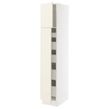 SEKTION / MAXIMERA High cb w 2 doors/shelves/5 drawers, white/Bodbyn off-white, 15x24x80 "