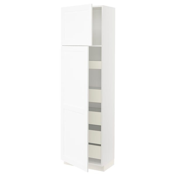 SEKTION / MAXIMERA High cb w 2 doors/shelves/5 drawers, white Enköping/white wood effect, 24x15x80 "