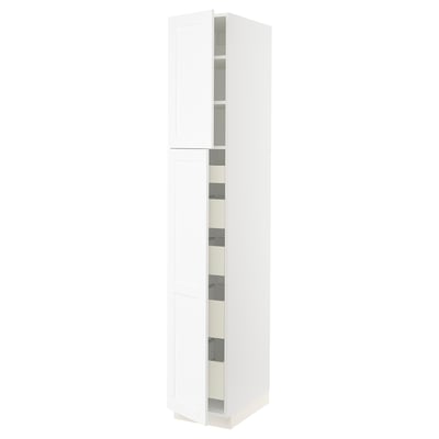 SEKTION / MAXIMERA High cb w 2 doors/shelves/5 drawers, white Enköping/white wood effect, 15x24x90 "