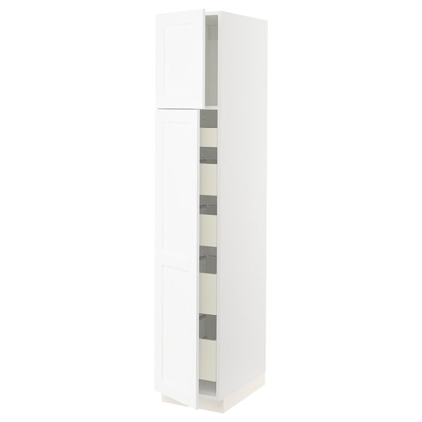 SEKTION / MAXIMERA High cb w 2 doors/shelves/5 drawers, white Enköping/white wood effect, 15x24x80 "