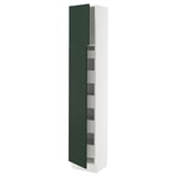SEKTION / MAXIMERA High cb w 2 doors/shelves/5 drawers, white/Havstorp deep green, 15x15x80 "