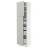 SEKTION / MAXIMERA High cb w 2 doors/shelves/5 drawers, white/Havstorp light gray, 24x24x90 "