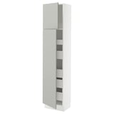 SEKTION / MAXIMERA High cb w 2 doors/shelves/5 drawers, white/Havstorp light gray, 18x15x80 "