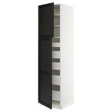 SEKTION / MAXIMERA High cb w 2 doors/shelves/5 drawers, white/Lerhyttan black stained, 24x24x90 "