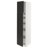 SEKTION / MAXIMERA High cb w 2 doors/shelves/5 drawers, white/Nickebo matt anthracite, 18x24x80 "