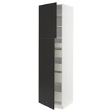SEKTION / MAXIMERA High cb w 2 doors/shelves/5 drawers, white/Nickebo matt anthracite, 24x24x90 "