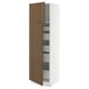 SEKTION / MAXIMERA High cb w 2 doors/shelves/5 drawers, white/Tistorp brown walnut effect, 24x24x80 "