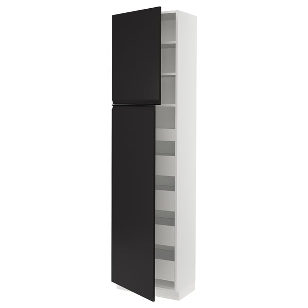 SEKTION / MAXIMERA High cb w 2 doors/shelves/5 drawers, white/Upplöv matt anthracite, 24x15x90 "