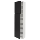 SEKTION / MAXIMERA High cb w 2 doors/shelves/5 drawers, white/Upplöv matt anthracite, 24x15x90 "