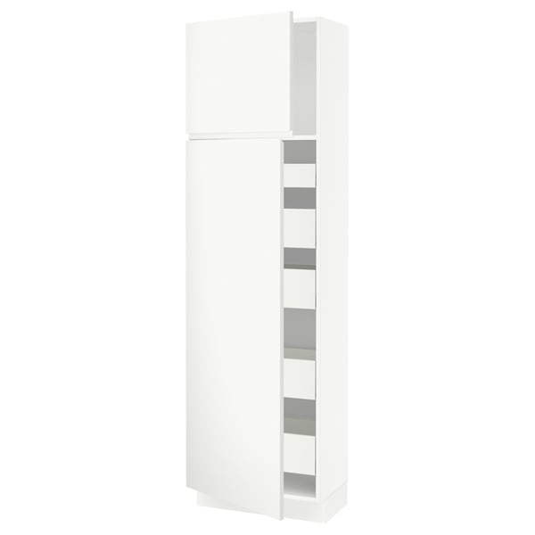 SEKTION / MAXIMERA High cb w 2 doors/shelves/5 drawers, white/Voxtorp matt white, 24x15x80 "